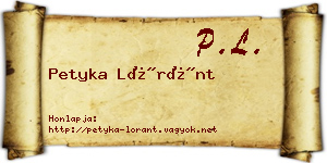 Petyka Lóránt névjegykártya